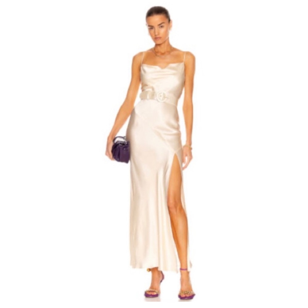 NEW NICHOLAS x REVOLVE Simone Satin Silk Slip Dress in Milk Size 2